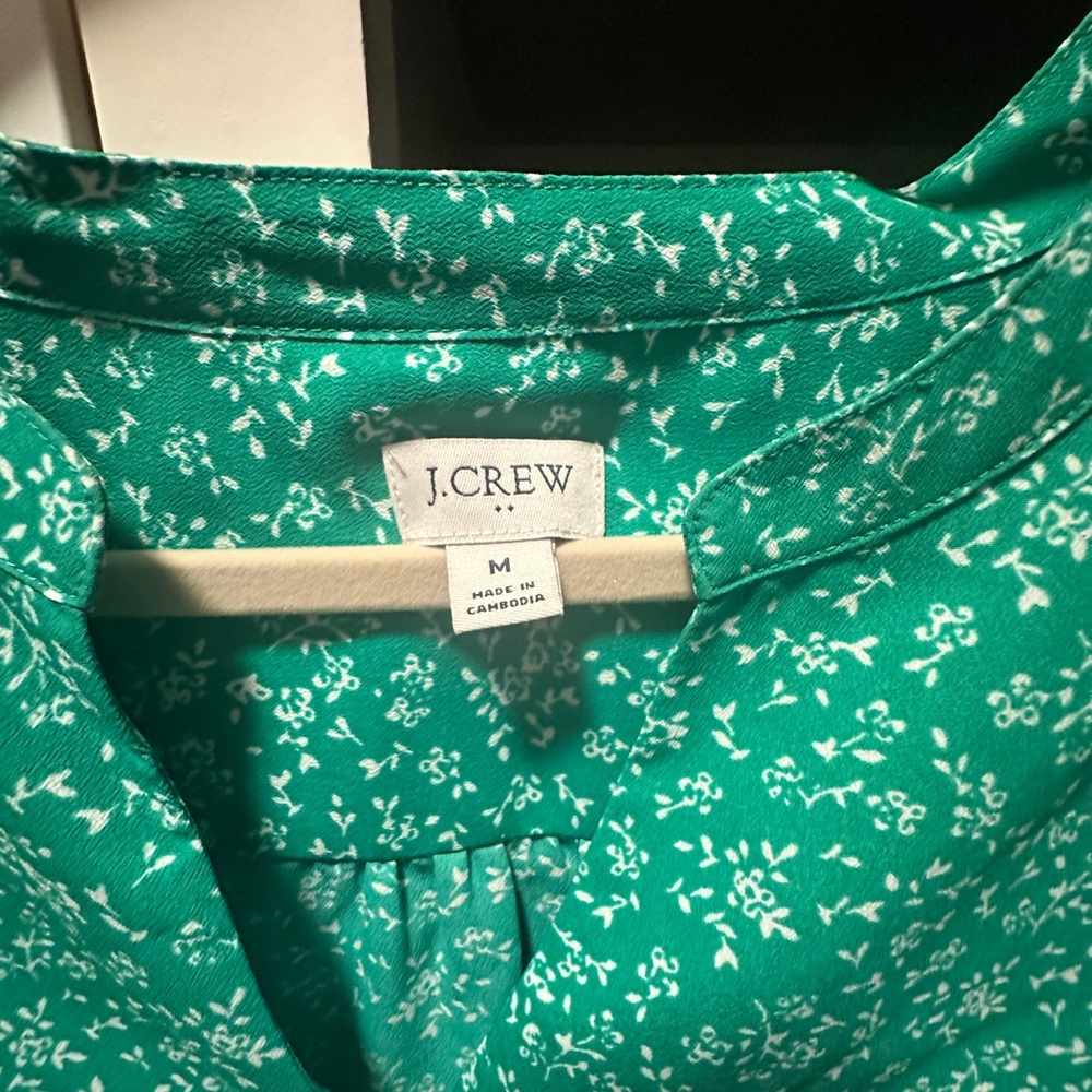 J. Crew Green Floral Blouse - Picture 2 of 5